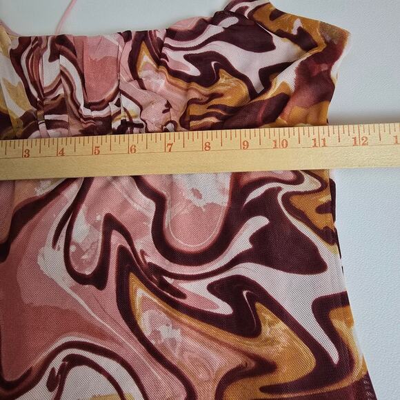 No Comment Marble Print Babydoll Spaghetti Strap Coquette Dress Y2K Boho Mini S - Picture 10 of 14